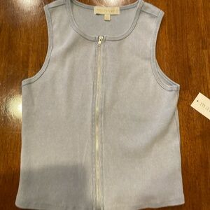 Madden Girl Light Blue/Gray Zip Up Tank Top Juniors Size L NWT